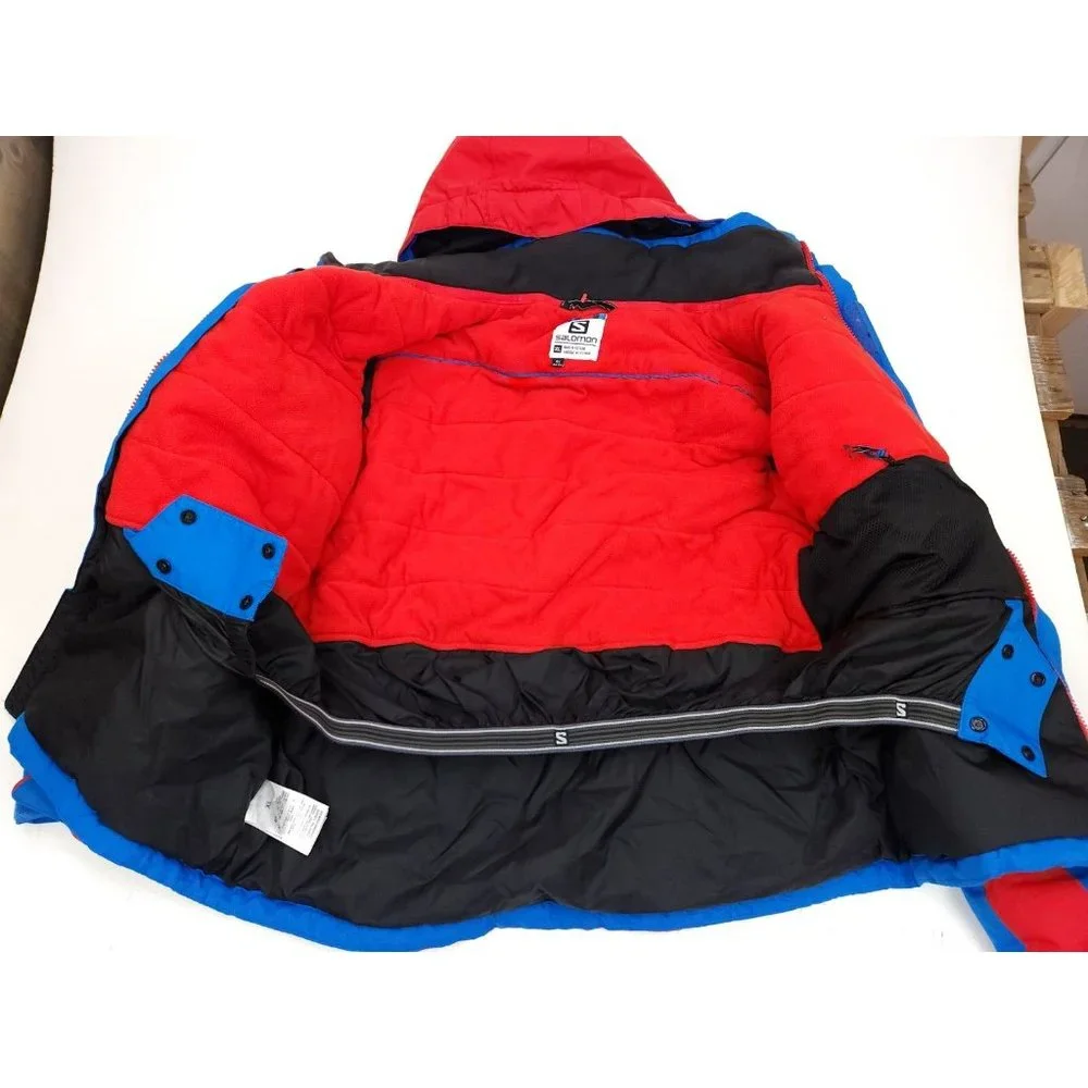 Salomon Girls Size 14Y XL Ski Jacket Hooded Advanced Skin Dry Coat Blue Red